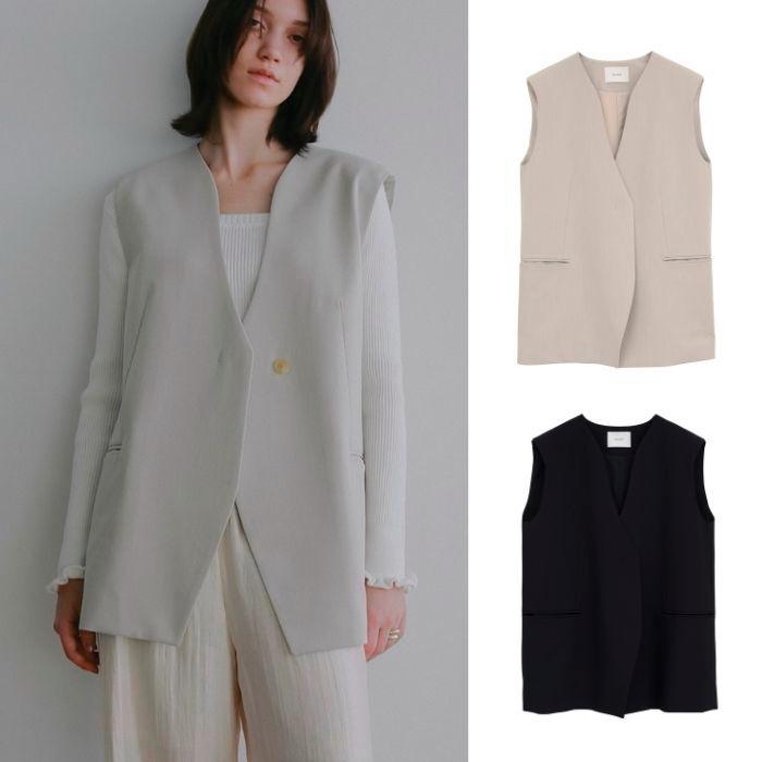 NEST OF MANURE Gilet ジレ ベスト MANOF（マノフ） 正規商品 ベスト ジレ カラーレス ジレ COLLARLESS