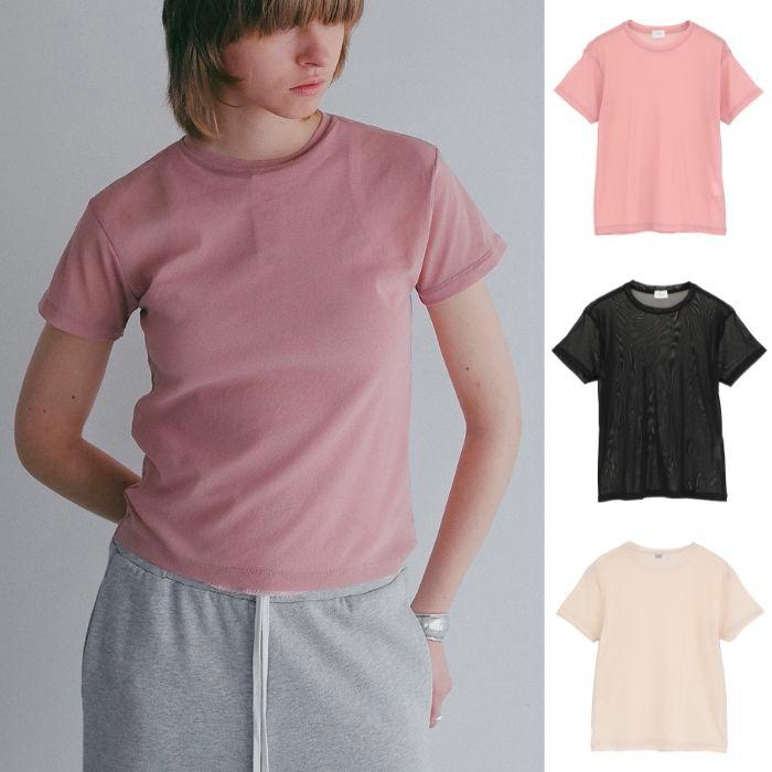 MANOF 正規商品 トップス マノフ ベーシック チュール Tシャツ BASIC TULLE T-SHIRT アイボリー/ピンク/ブラック IVORY/PINK/BLACK 3色展開 2026春夏新作 | MANOF