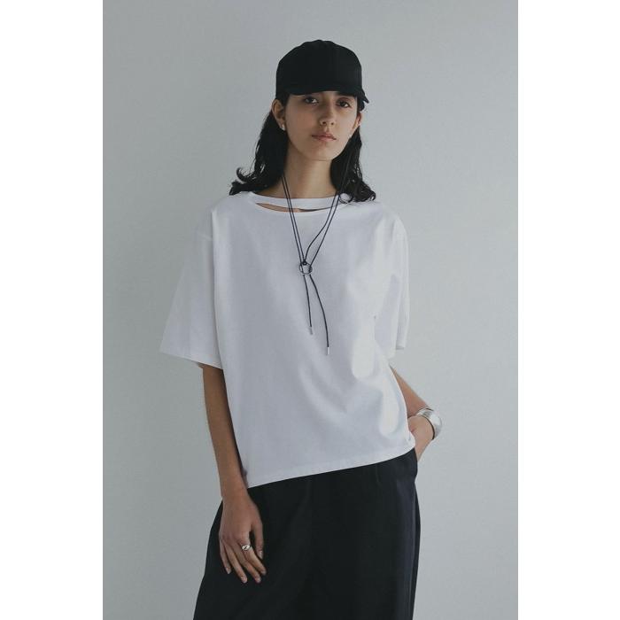 MEER. ネックスリットTシャツNECK SLIT TEE /WHT MANOF 正規商品 Tシャツ マノフ スリット ネック カット