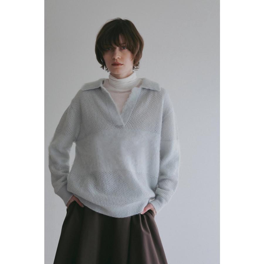 MOHAIR POLO KNIT lohen ローヘン　モヘアポロニット MANOF - モヘアポロニット - MOHAIR POLO KNIT (LIGHT BLUE) | ADDICT
