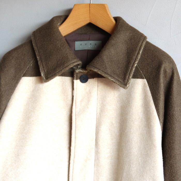 SALE 30%OFF クロ アウター ユニセックス  KURO フェルト ライク ボーダー コート FELT LIKE BORDER COAT ブラウン BROWN 2023秋冬新作｜charger｜02