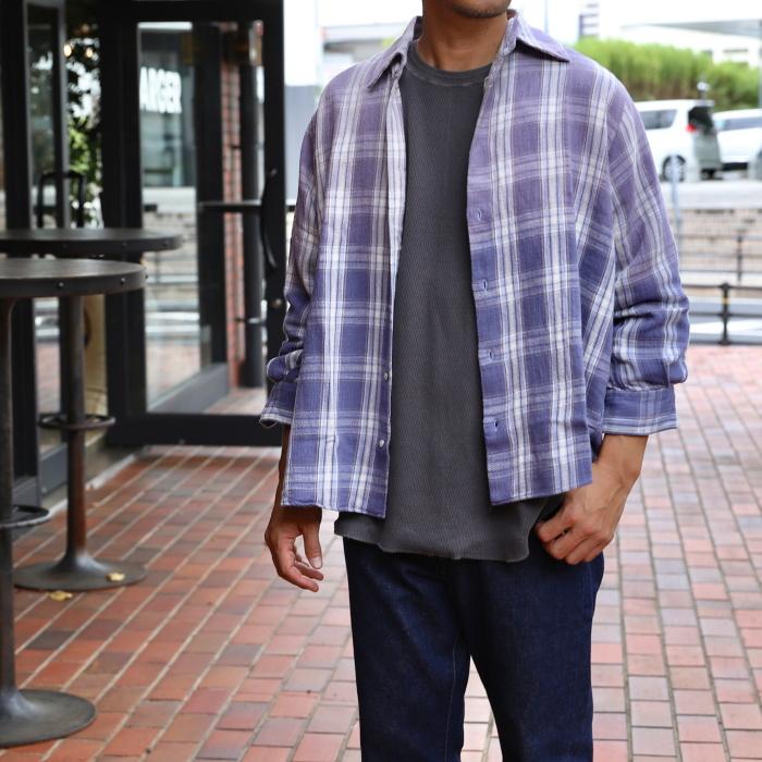 クロ トップス KURO 長袖 シャツ チェック柄 長袖 シャツ 90´ｓ OLD STYLE SHIRT パープル チェック PURPLE CHECK 2023秋冬新作｜charger｜07