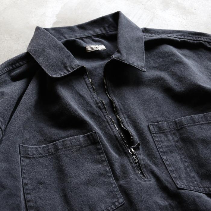 alvana（アルヴァナ） トップス ブラック ツイル ハーフジップ 半袖