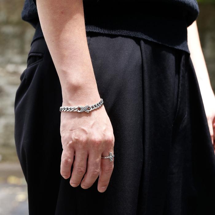 シンパシーオブソウル ブレスレット SYMPATHY OF SOUL フェザー X ブレスレット シルバー Feather X Bracelet Silverの画像