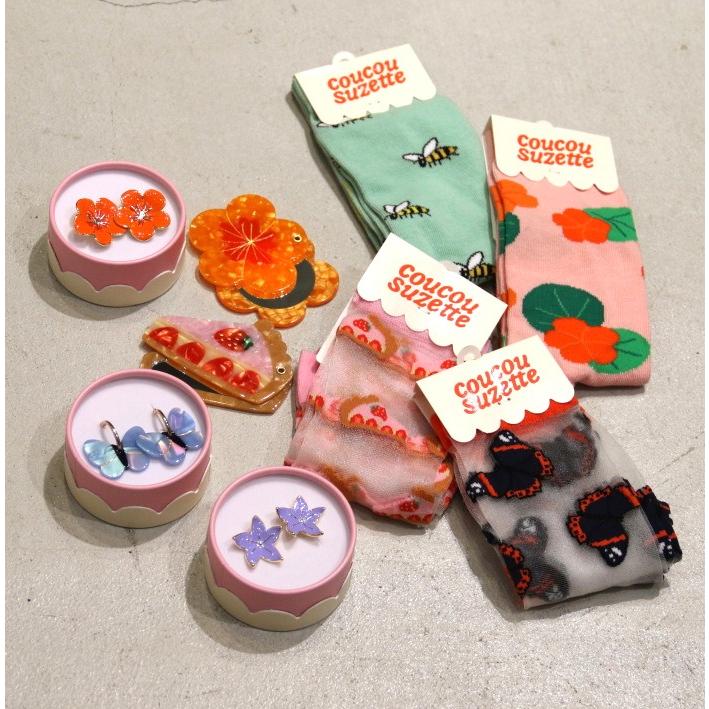 ククシュゼット 正規商品 靴下 レディース 個性的 フランス クルー丈 Coucou Suzette 蜂 虫 ハチ ミツバチ ビー ソックス Bee Socks ライトグリーン Light Green |  | 09