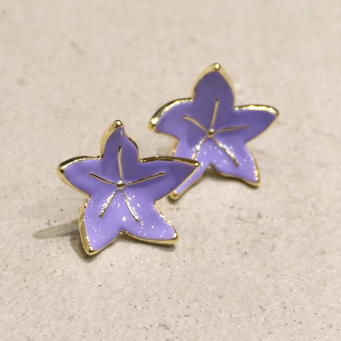 紫色花デザインピアス(両耳用) ククシュゼット 正規商品 ピアス ジュエリー かわいい フランス お洒落