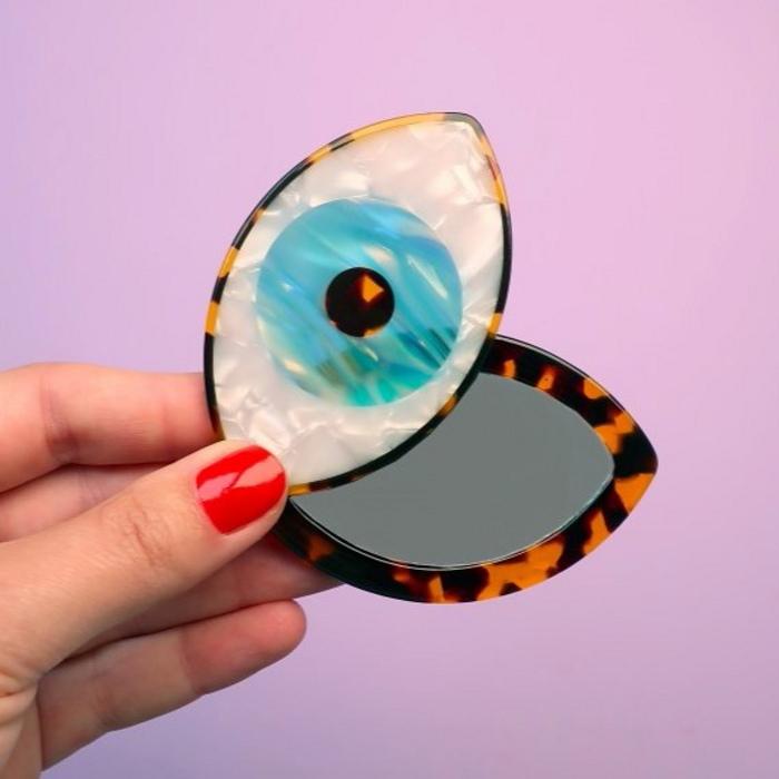 ククシュゼット 正規商品 コンパクト ミラー スライド式 ミニ 目 個性