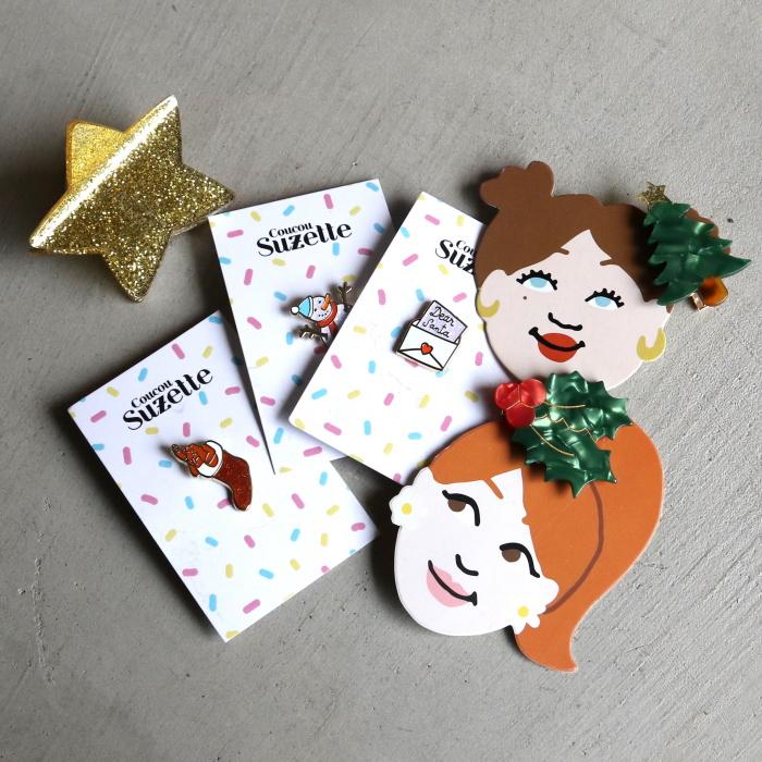 ククシュゼット 正規商品 ヘア アクセ かわいい ギフト フランス Coucou Suzette クリスマス ツリー ヘアクリップ Christmas Tree Hair Clip グリーン Green｜charger｜18