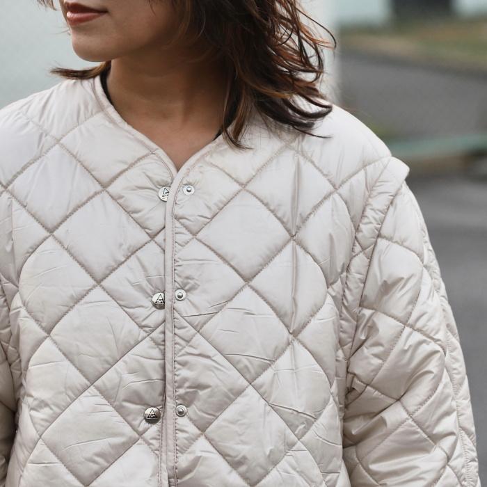 【専用】新品キルティング ジャケット#ベージュ セール】キルティング 中綿ジャケット（ノーカラージャケット）｜ad