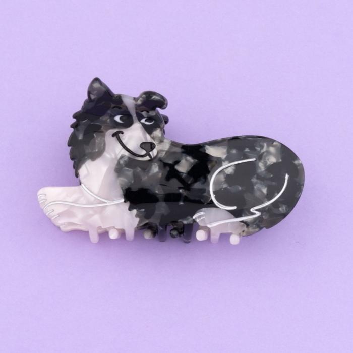 ククシュゼット 正規商品 ヘア アクセ クリップ 犬 Coucou Suzette ボーダーコリー ヘア クロー Border Collie Hair Claw ホワイト×ブラック White×Black｜charger｜02