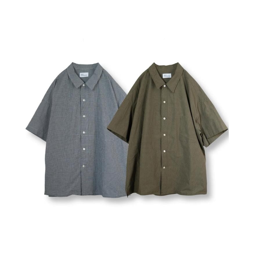 エディットクロージング シャツ  EDIT CLOTHING ギンガムチェック シャツ GINGHAM CHECK SHORT SLEEVE SHIRTS ブラック/カーキ 2026春夏新作 | 