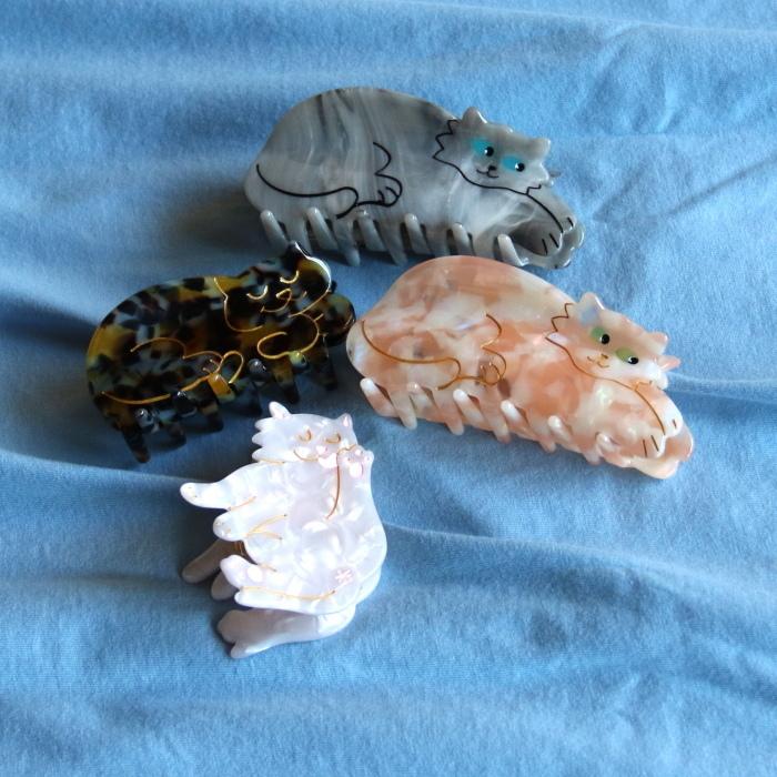 ククシュゼット 正規商品 ヘア アクセ クリップ 猫 トラ猫 茶トラ