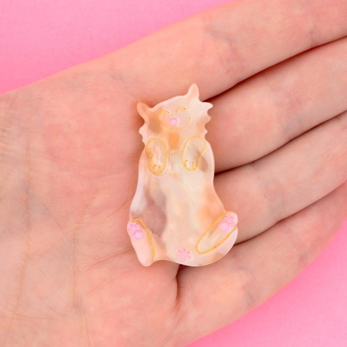 ククシュゼット 正規商品 ヘアアクセ クリップ ピン 猫 トラ猫 Coucou Suzette  ジンジャーキャット ヘア クリップ Ginger Cat hair clip ベージュ系 Beige｜charger