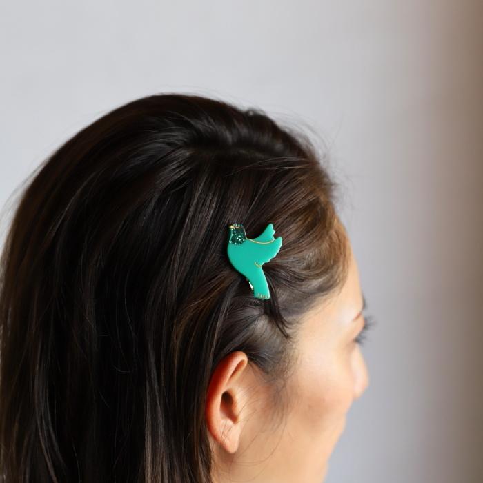 ククシュゼット 正規商品 ヘア アクセ クリップ ヘアピン かわいい 鳥 Coucou Suzette グリーン バード ヘア クリップ Green Bird Hair Clip グリーン