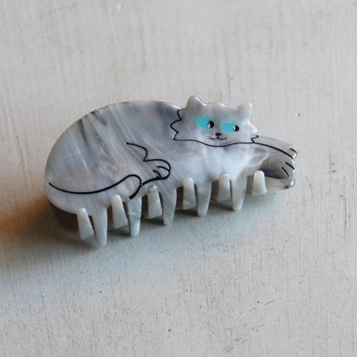 ヘアクリップ　ロブスター　グレー猫 charger_grcatclaw