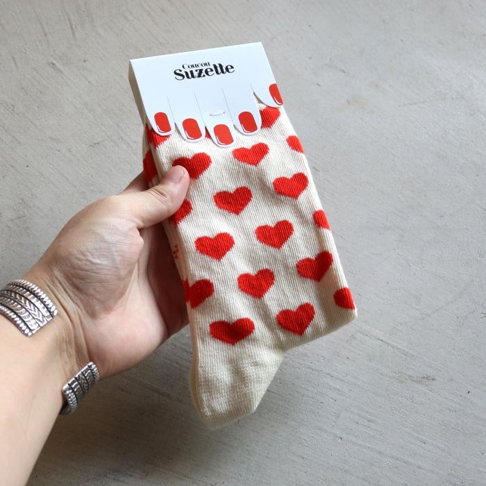 ククシュゼット 正規商品 靴下 レディース かわいい クルー丈 ギフト Coucou Suzette ハート ソックス Heart Socks