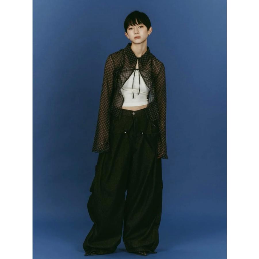 シャツ/ブラウス(長袖/七分) knuthmarf trad volume blouse black Knuth Marf（クヌースマーフ） ブラウス シアー カラー ブラウス sheer