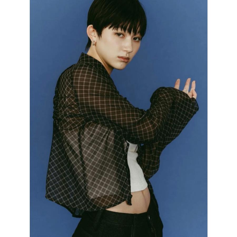 シャツ/ブラウス(長袖/七分) knuthmarf trad volume blouse black Knuth Marf（クヌースマーフ） ブラウス シアー カラー ブラウス sheer
