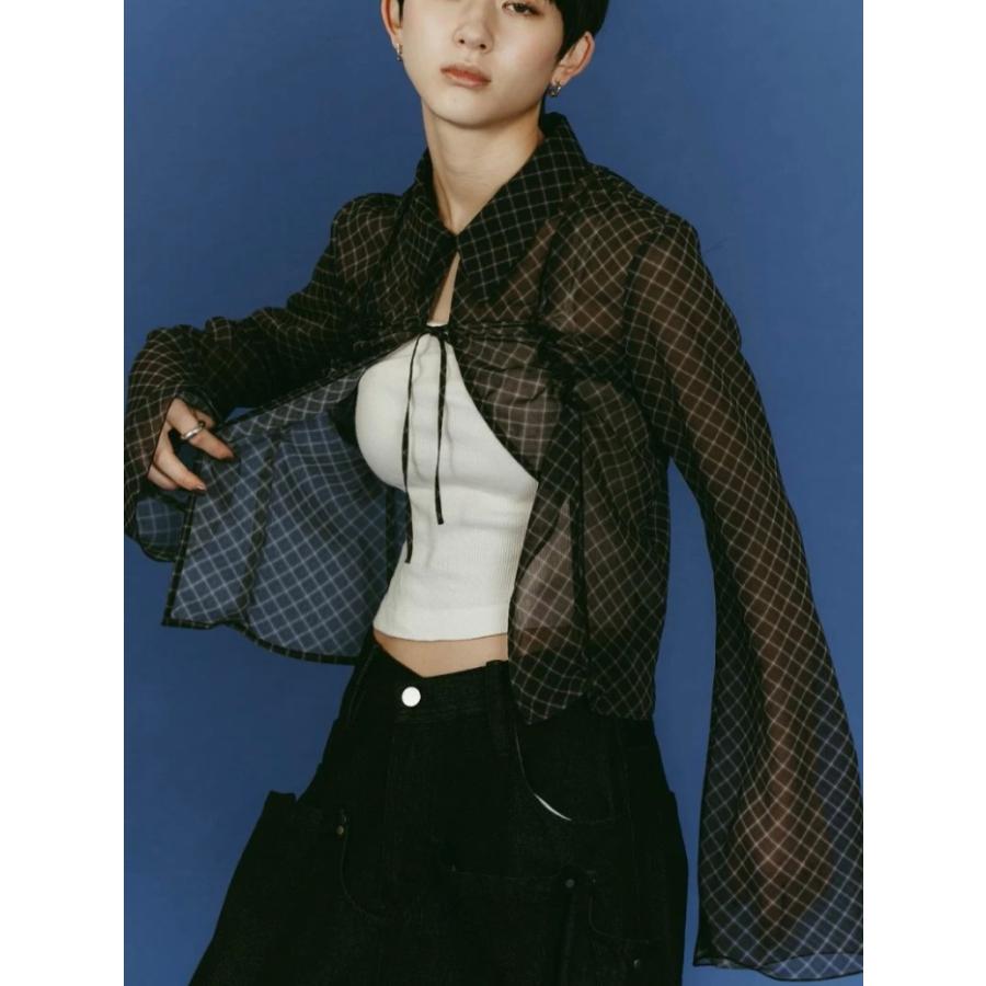 シャツ/ブラウス(長袖/七分) knuthmarf trad volume blouse black Knuth Marf（クヌースマーフ） ブラウス シアー カラー ブラウス sheer
