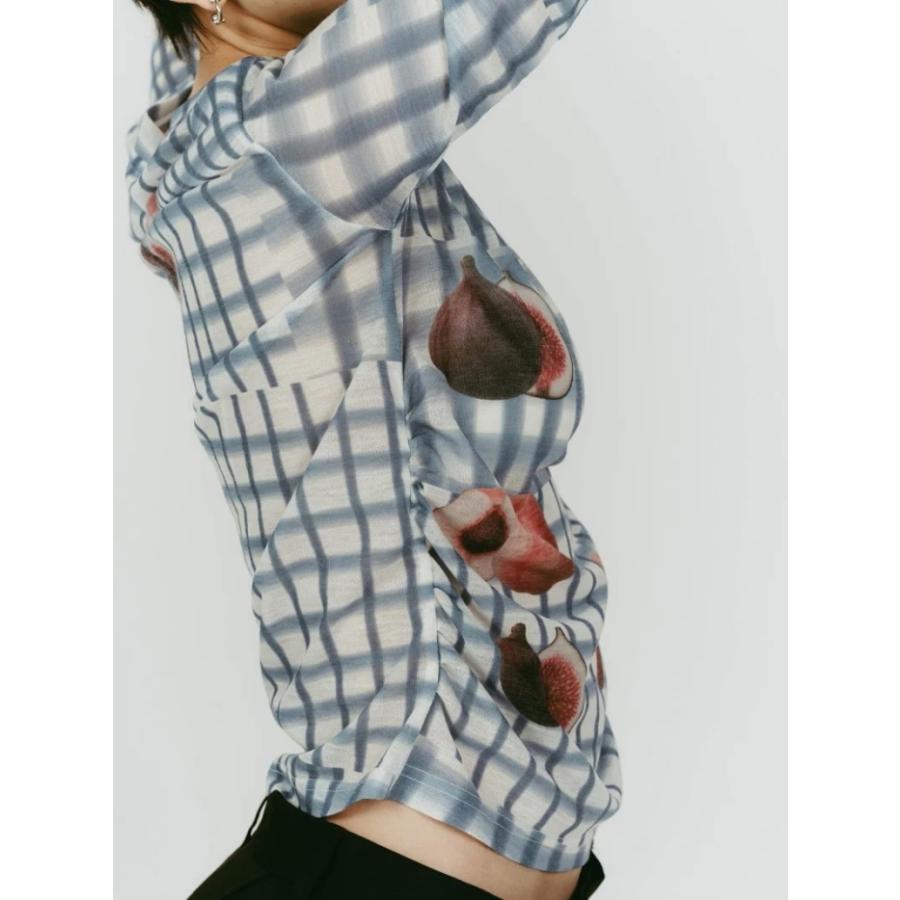Knuth Marf チェック柄ニット fruit-check print knit/green | KNUTH MARF