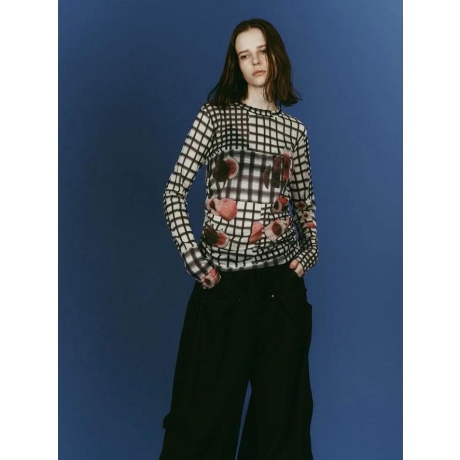 Knuth Marf チェック柄ニット fruit-check print knit/green | KNUTH MARF