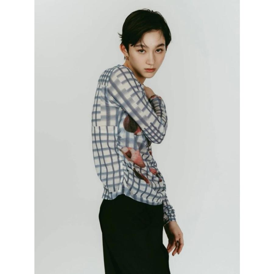 Knuth Marf チェック柄ニット fruit-check print knit/green | KNUTH MARF