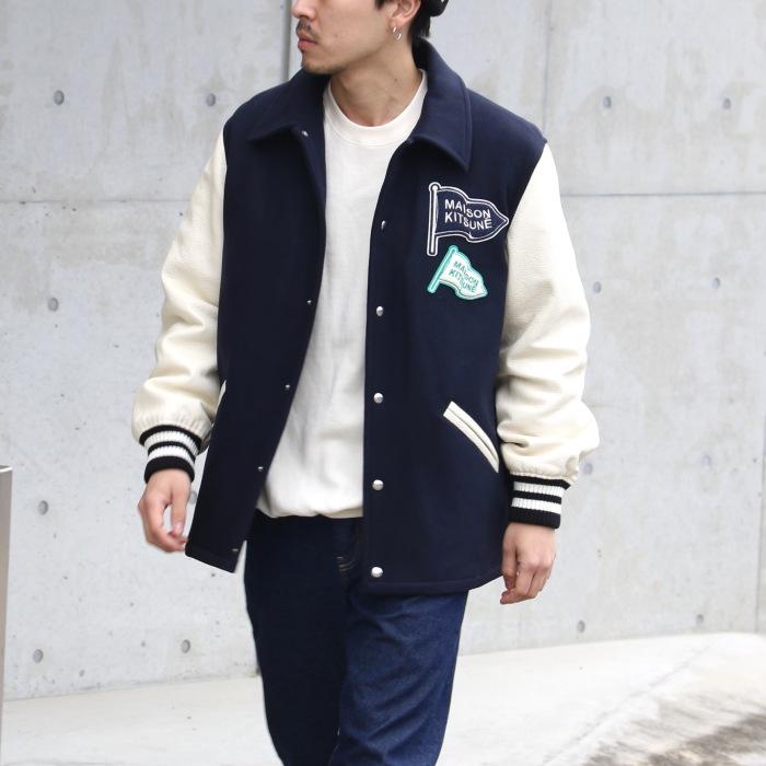 MAISON KITSUNE メゾンキツネ アウター レザー スリーブ ロゴ MAISON KITSUNE メゾンキツネ アウター レザー スリーブ ロゴ