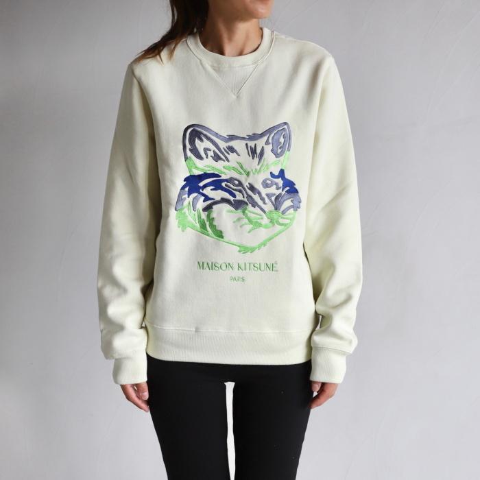 メゾンキツネ スウェット MAISON KITSUNE ビッグ フォックス 刺繍 スウェット BIG FOX EMBROIDERY  SWEATSHIRT エクリュ/ アントラシート 2色展開 2021秋冬新作