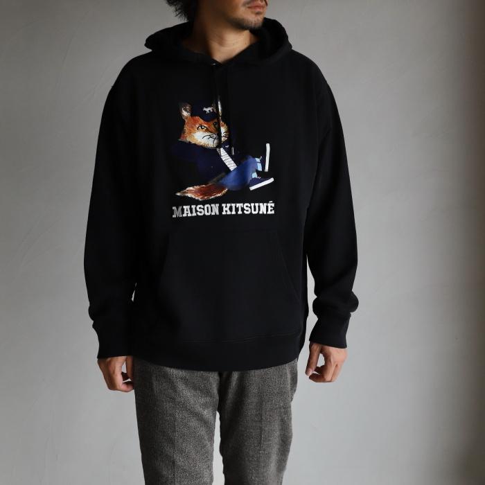 メゾンキツネ パーカー MAISON KITSUNE ドレスド フォックス リラックスド フーディ DRESSED FOX PRINT RELAXED HOODIE ブラック BLACK 2022秋冬新作｜charger｜08