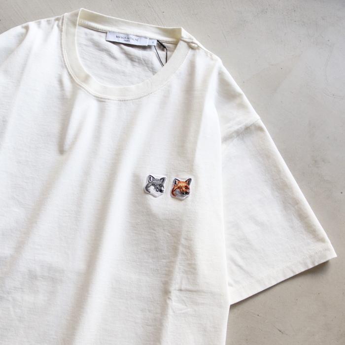 メゾンキツネ Tシャツ MAISON KITSUNE TEE SHIRT DOUBLE FOX HEAD PATCH ダブル フォックスヘッド