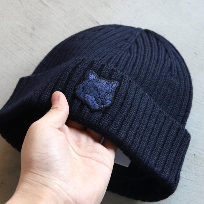 メゾンキツネ ニット帽 MAISON KITSUNE ボールド フォックスヘッド ビーニー BOLD FOX HEAD BEANIE ブラック/ネイビー/アイボリー ３色展開 2024春夏新作｜charger｜06