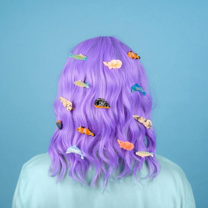 ククシュゼット 正規商品 ヘア アクセ ピン かわいい 海 夏 フランス ギフト  Coucou Suzette ムール貝 クリップ Mussel Hair Clip グレー Gray｜charger｜06