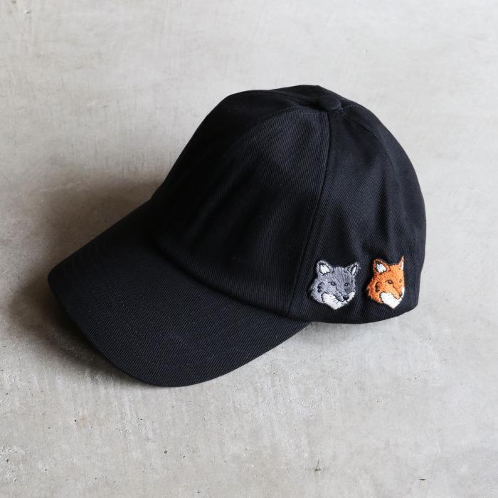 メゾンキツネロゴキャップ 黒 メゾンキツネ MAISON KITSUNE キャップ 帽子 ダブル ボールド