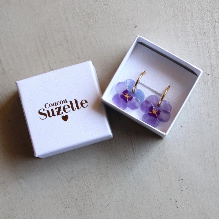 紫色花デザインピアス(両耳用) ククシュゼット 正規商品 ピアス レディース 両耳用 花 フランス
