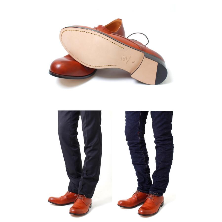 PADRONE パドローネ 再入荷完了 DERBY PLAIN TOE SHOES CAMEL ダービー