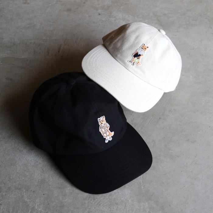 メゾンキツネ キャップ MAISON KITSUNE ドレスド フォックス キャップ メンズ レディース DRESSED FOX CAP ブラック/生成り 【qu06104wb0026】 2026春夏新作 | MAISON KITSUNE