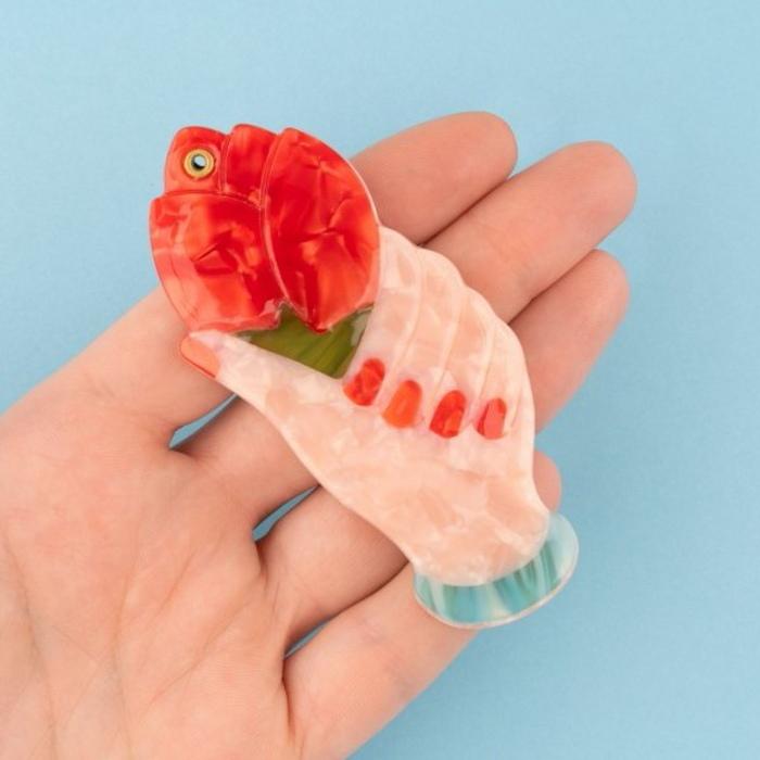 ククシュゼット 正規商品 手鏡 コンパクト ミラー スライド式 手 花