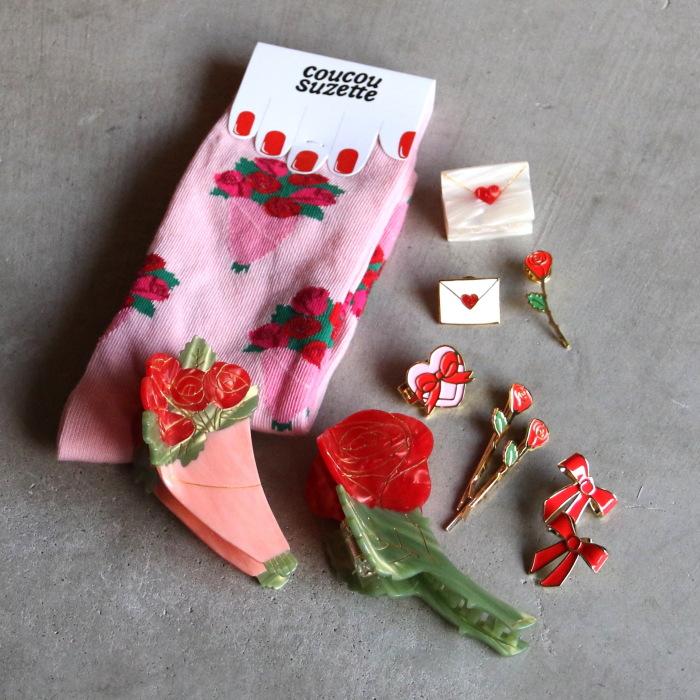 ククシュゼット 正規商品 靴下 ギフト 可愛い 花 バラ 個性的 フランス