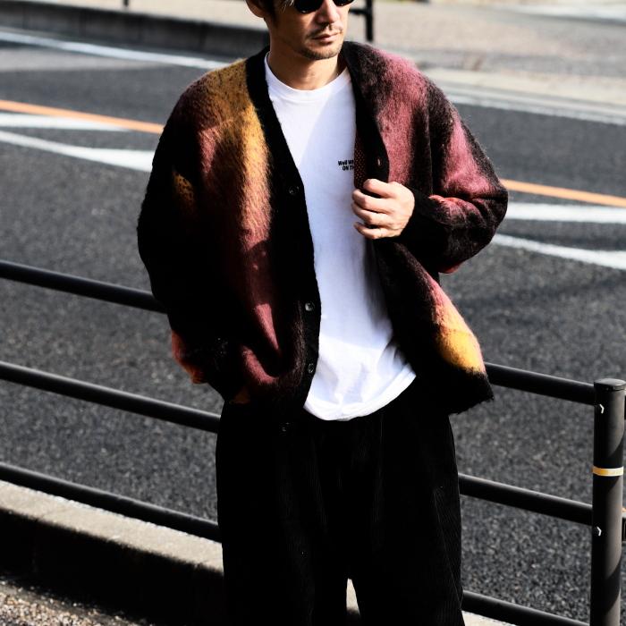 kj着　ROTTWEILER R9 MOHAIR CARDIGAN ROTTWEILER - R9 PAINTED CARDIGAN (BLACK) / モヘアニット