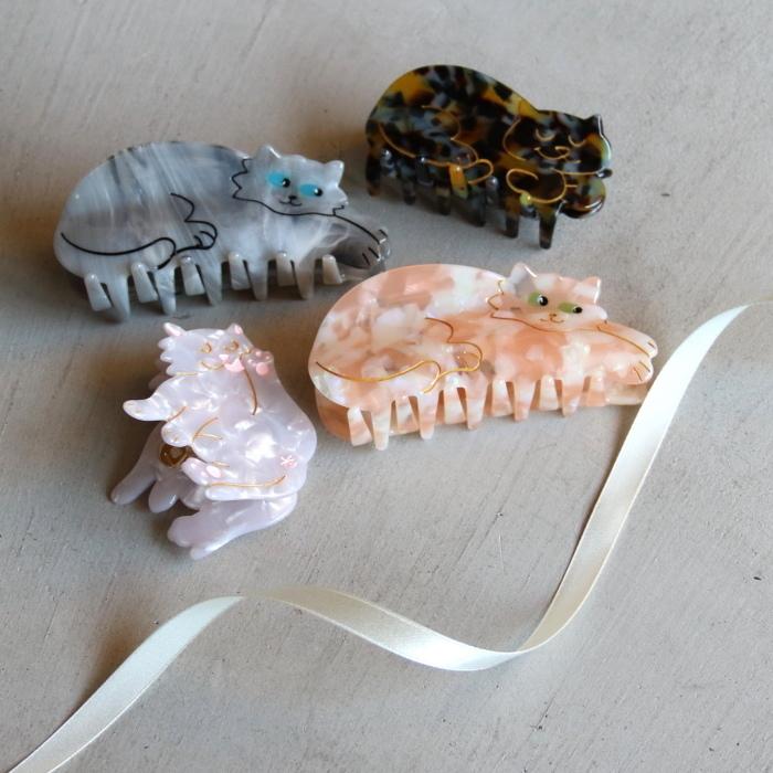 ククシュゼット 正規商品 ヘア アクセ クリップ 猫 サビ猫 Coucou