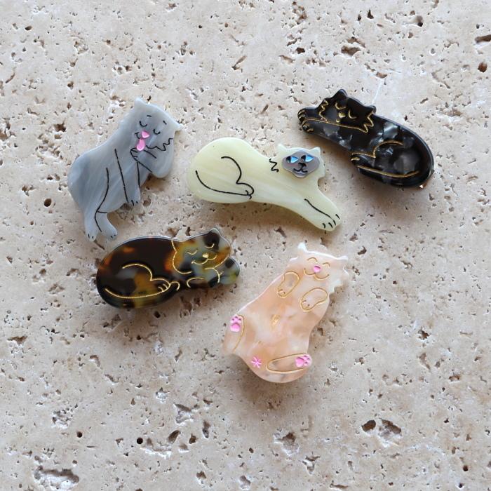 ククシュゼット 正規商品 ヘアアクセ クリップ ピン 猫 サビ猫