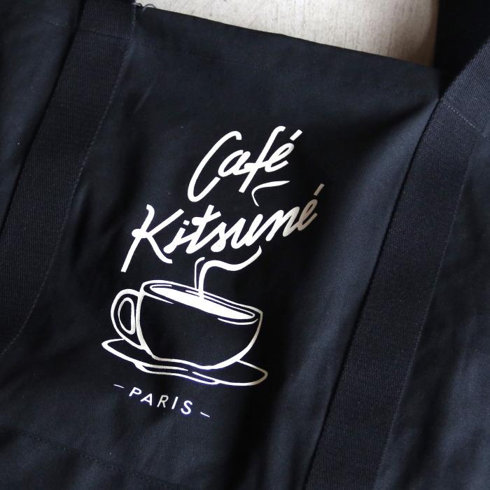 メゾンキツネ トートバッグ MAISON KITSUNE カフェ キツネ コーヒーカップ トートバッグ CAFE KITUNE COFFEE CUP TOTE BAG ブラック BLACK 2024春夏新作｜charger｜02