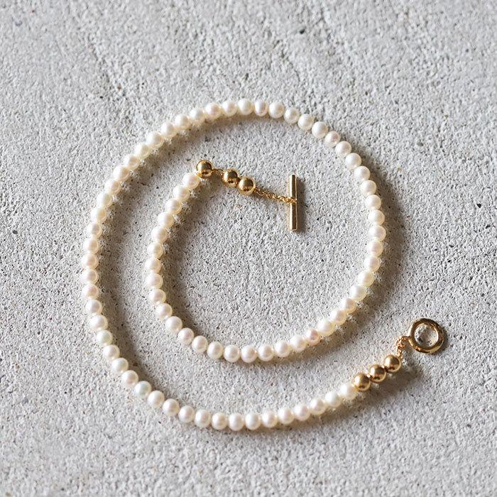 シンパシーオブソウル スタイル レディース SYMPATHY OF SOUL Style パールビーズTバーネックレス ゴールドコーティング Pearl Beads T-bar Necklace GOLD PEARLの画像