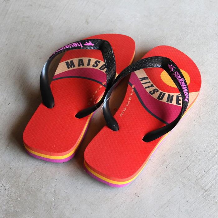 メゾンキツネ×ハワイアナス サンダル レディース メンズ MAISON KITSUNE×HAVAIANAS ビーチサンダル WAVE FLIP FLOP ブルー系/オレンジ系 2色展開 2024春夏新作｜charger｜05