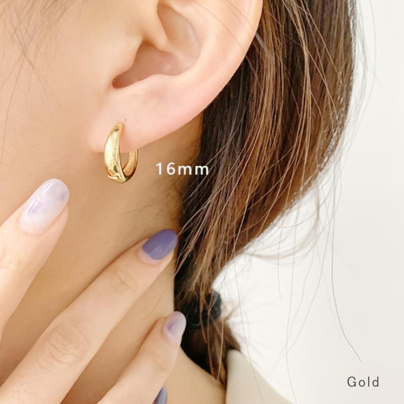 glity シルバー925 フープピアス ムーンピアス 小ぶり 中折れ ぷっくり 
