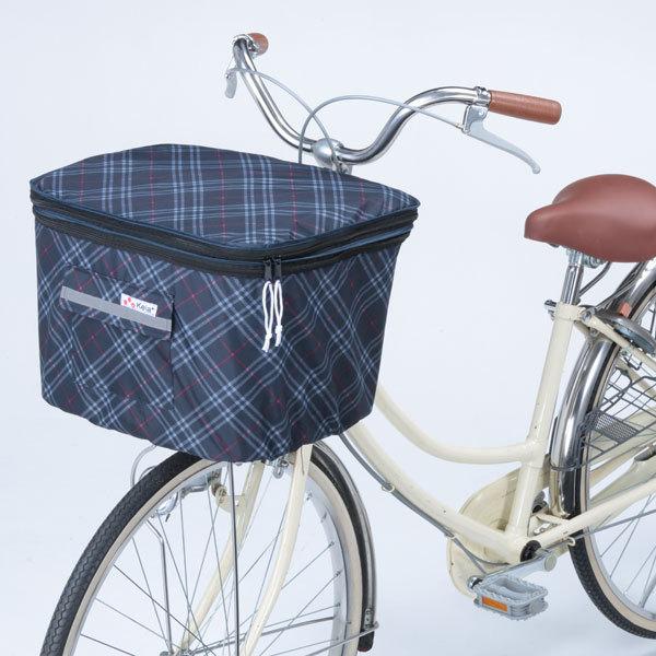 店舗 自転車 前カゴカバー ２段式 おしゃれ かわいい チェック柄 撥水 防水 フロントバスケットカバー 雨の日 雪 通勤 通学 買い物 川住製作所 Moe Gov Np