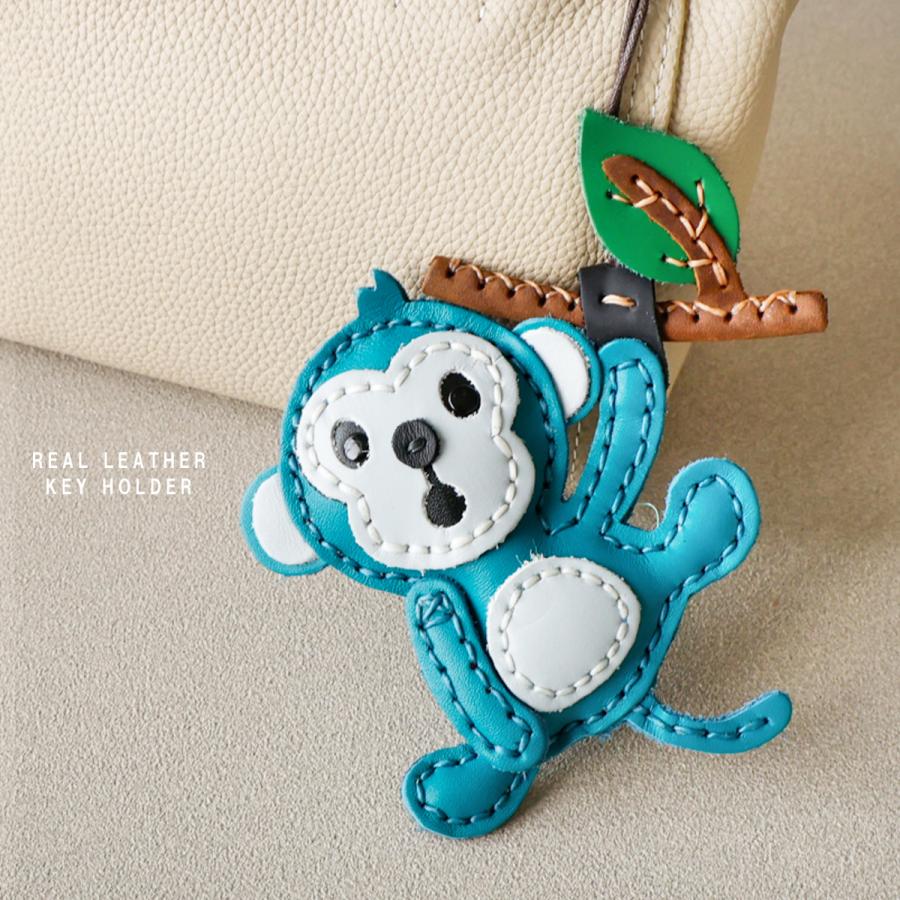 キーホルダー 本革 チャーム レザー レディース メンズ 猿 申 さる