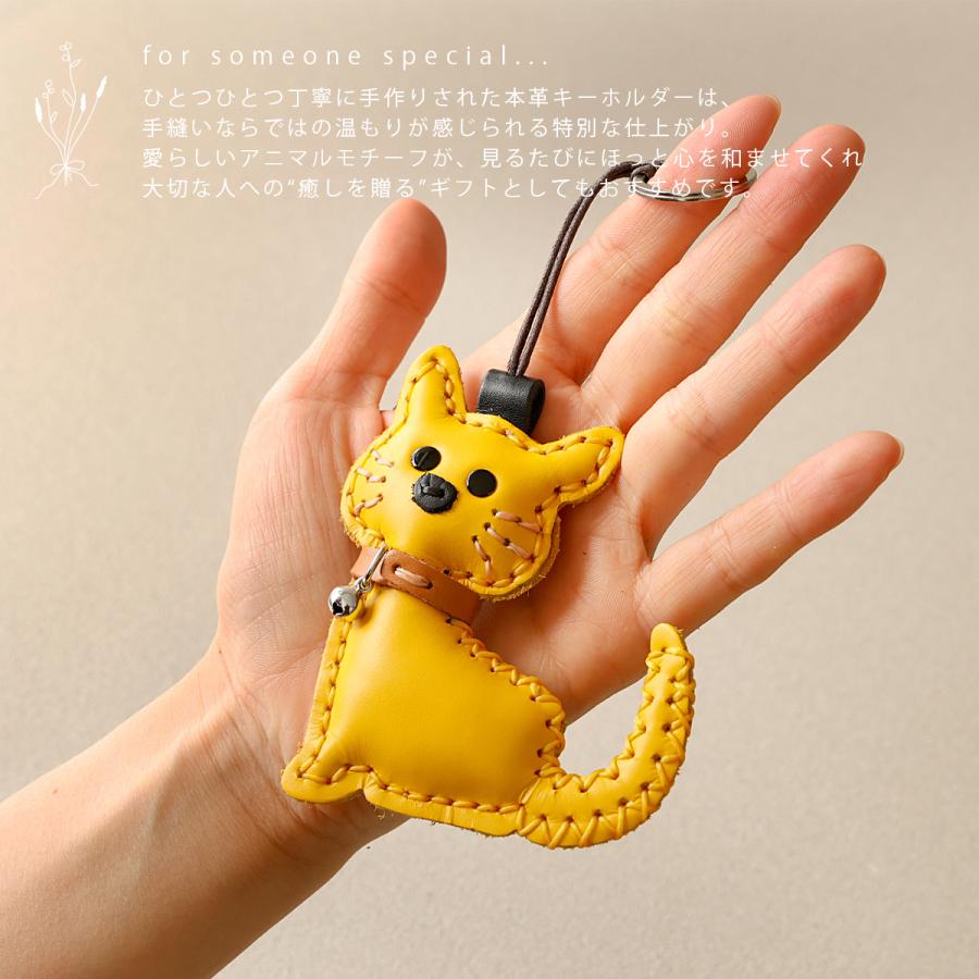 キーホルダー チャーム レザー レディース メンズ 猫 ネコ キャット
