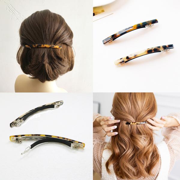 バレッタ ヘアアクセサリー べっ甲 シンプル 大人 かわいい カジュアル おしゃれ ヘアピン エレガント上品 清楚 ギフト プレゼント Demo