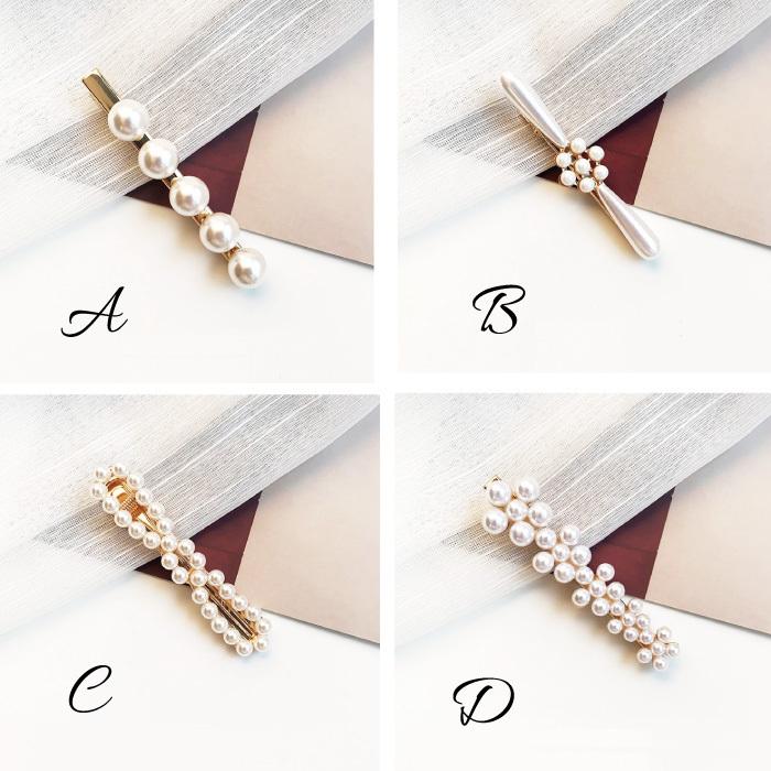 ベージュ サテン パールクリスタル ヘアクリップ ベージュ サテン パールクリスタル ヘアクリップ